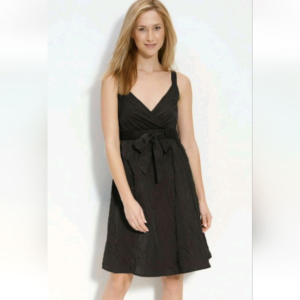 Eileen Fisher Women's Wrap Dress Midi Black Sz 4 Feminine Quiet Luxury Old Money - Picture 3 of 11